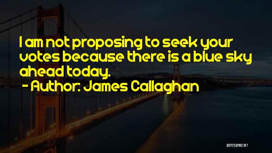 James Callaghan Quotes: I Am Not Proposing To Seek Your Votes Because There Is A Blue Sky Ahead Today.