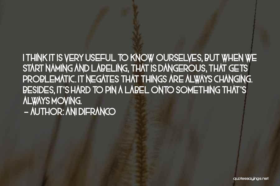 Ani DiFranco Quotes: I Think It Is Very Useful To Know Ourselves, But When We Start Naming And Labeling, That Is Dangerous, That