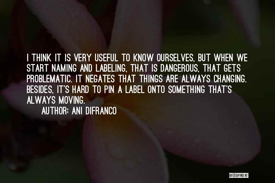 Ani DiFranco Quotes: I Think It Is Very Useful To Know Ourselves, But When We Start Naming And Labeling, That Is Dangerous, That