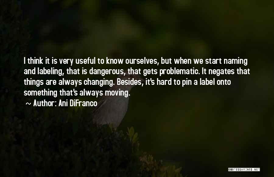 Ani DiFranco Quotes: I Think It Is Very Useful To Know Ourselves, But When We Start Naming And Labeling, That Is Dangerous, That