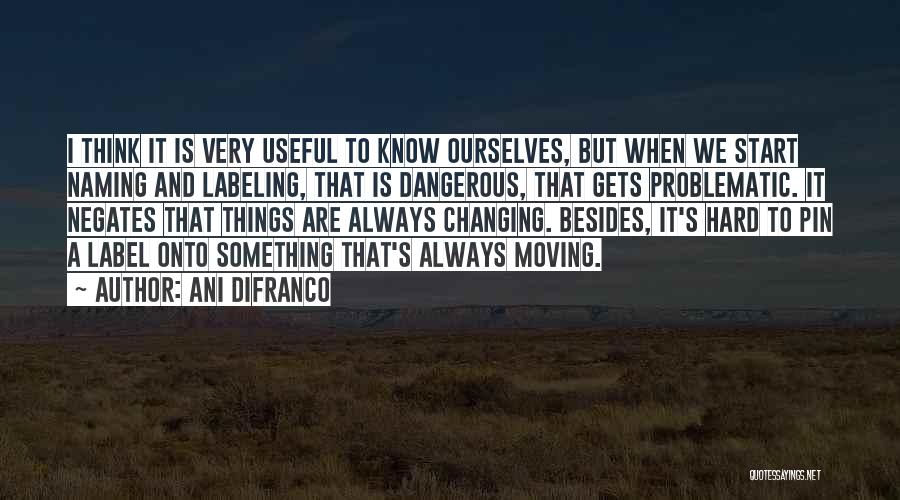 Ani DiFranco Quotes: I Think It Is Very Useful To Know Ourselves, But When We Start Naming And Labeling, That Is Dangerous, That