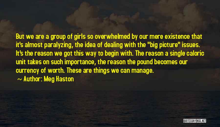 Meg Haston Quotes: But We Are A Group Of Girls So Overwhelmed By Our Mere Existence That It's Almost Paralyzing, The Idea Of