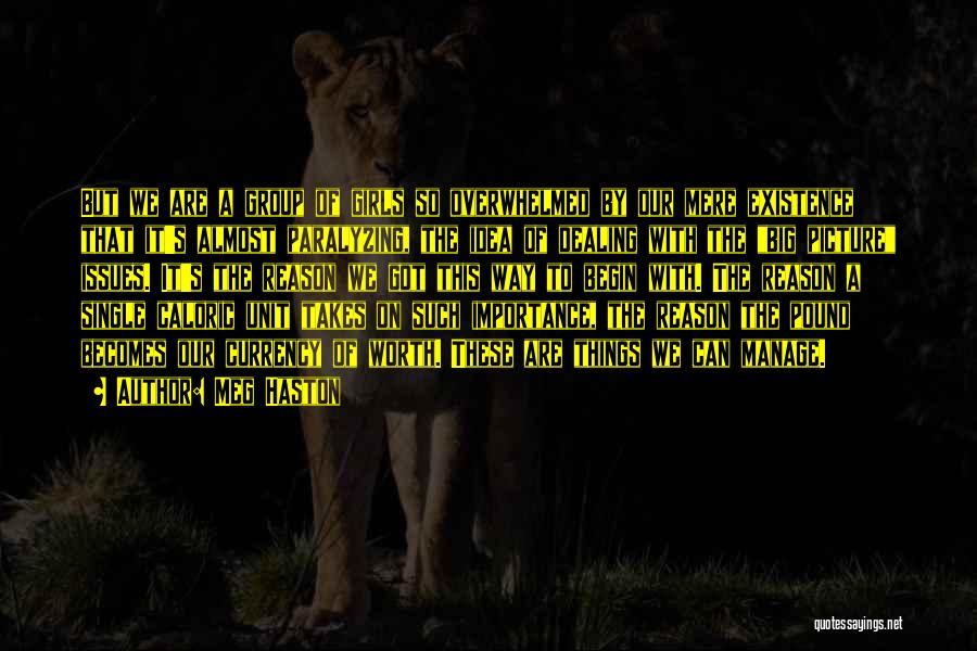 Meg Haston Quotes: But We Are A Group Of Girls So Overwhelmed By Our Mere Existence That It's Almost Paralyzing, The Idea Of