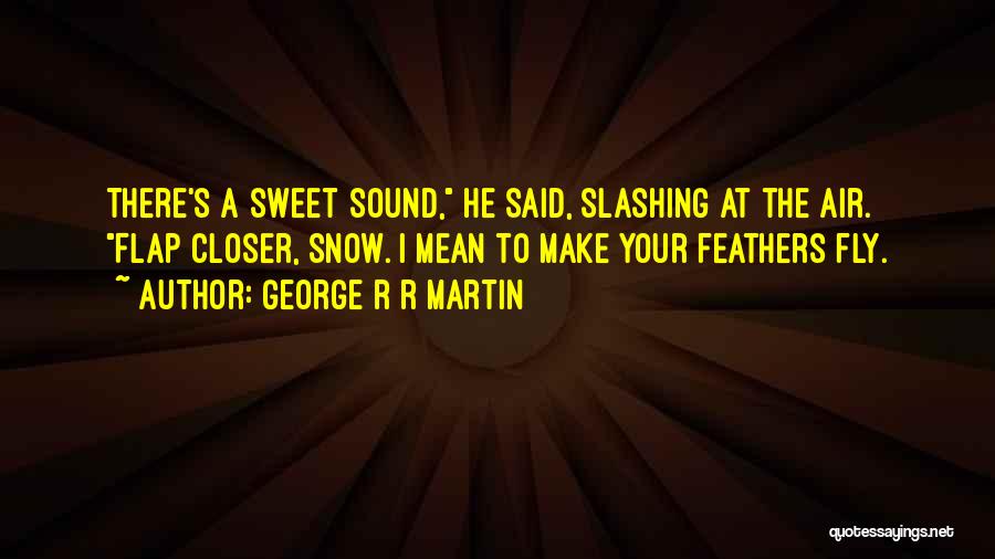 George R R Martin Quotes: There's A Sweet Sound, He Said, Slashing At The Air. Flap Closer, Snow. I Mean To Make Your Feathers Fly.