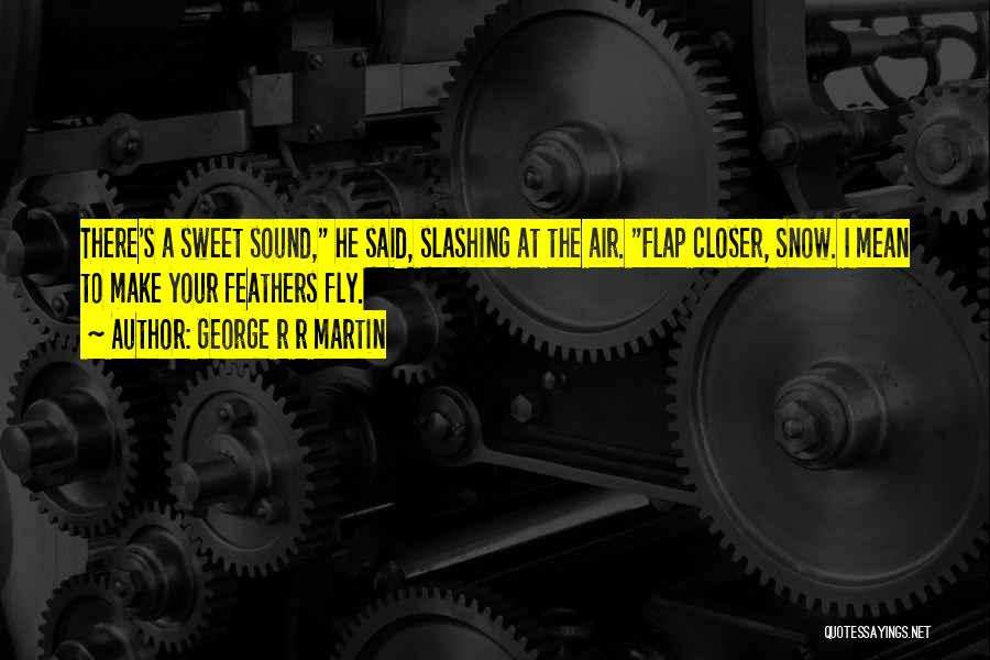 George R R Martin Quotes: There's A Sweet Sound, He Said, Slashing At The Air. Flap Closer, Snow. I Mean To Make Your Feathers Fly.