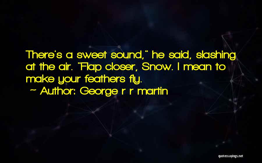 George R R Martin Quotes: There's A Sweet Sound, He Said, Slashing At The Air. Flap Closer, Snow. I Mean To Make Your Feathers Fly.