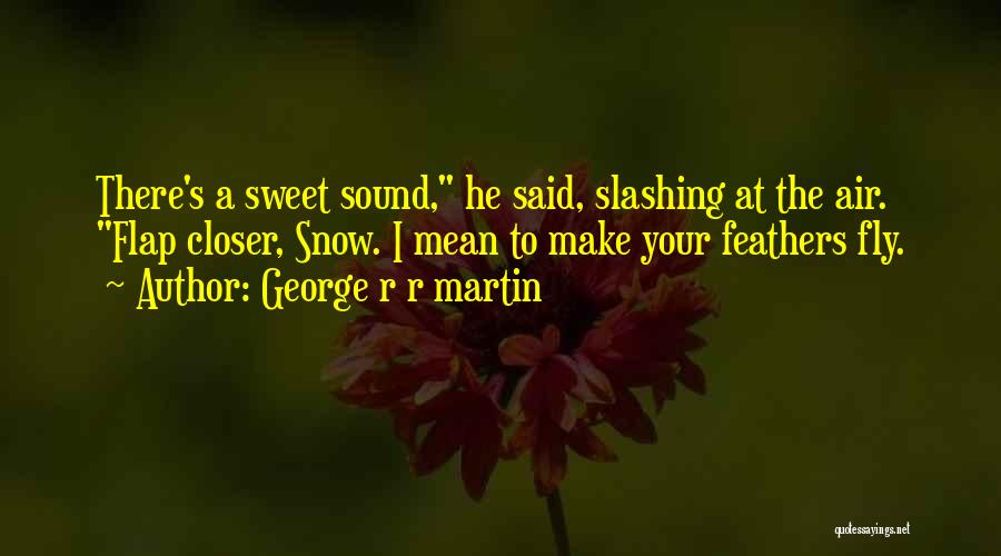 George R R Martin Quotes: There's A Sweet Sound, He Said, Slashing At The Air. Flap Closer, Snow. I Mean To Make Your Feathers Fly.