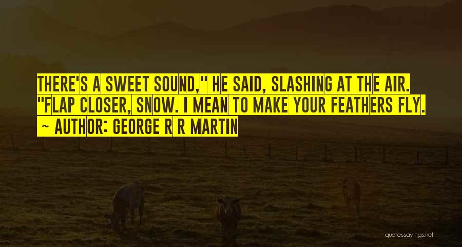 George R R Martin Quotes: There's A Sweet Sound, He Said, Slashing At The Air. Flap Closer, Snow. I Mean To Make Your Feathers Fly.