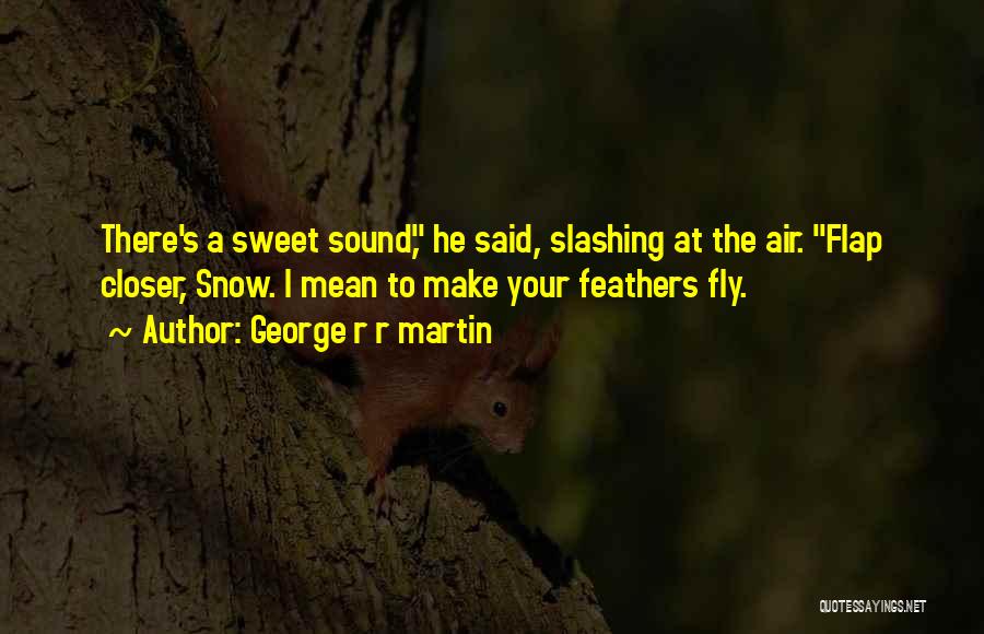 George R R Martin Quotes: There's A Sweet Sound, He Said, Slashing At The Air. Flap Closer, Snow. I Mean To Make Your Feathers Fly.