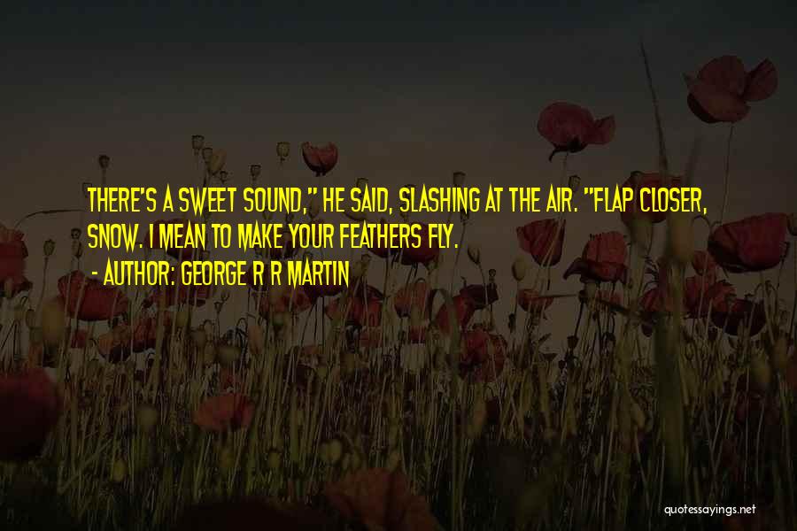 George R R Martin Quotes: There's A Sweet Sound, He Said, Slashing At The Air. Flap Closer, Snow. I Mean To Make Your Feathers Fly.
