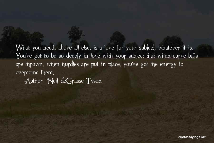 Neil DeGrasse Tyson Quotes: What You Need, Above All Else, Is A Love For Your Subject, Whatever It Is. You've Got To Be So