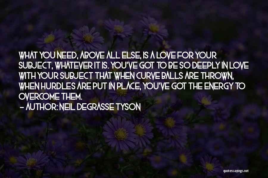 Neil DeGrasse Tyson Quotes: What You Need, Above All Else, Is A Love For Your Subject, Whatever It Is. You've Got To Be So