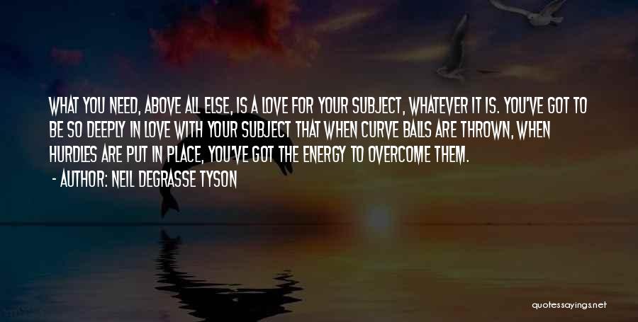 Neil DeGrasse Tyson Quotes: What You Need, Above All Else, Is A Love For Your Subject, Whatever It Is. You've Got To Be So