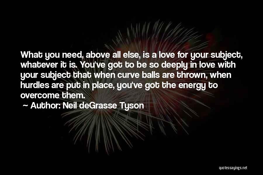 Neil DeGrasse Tyson Quotes: What You Need, Above All Else, Is A Love For Your Subject, Whatever It Is. You've Got To Be So