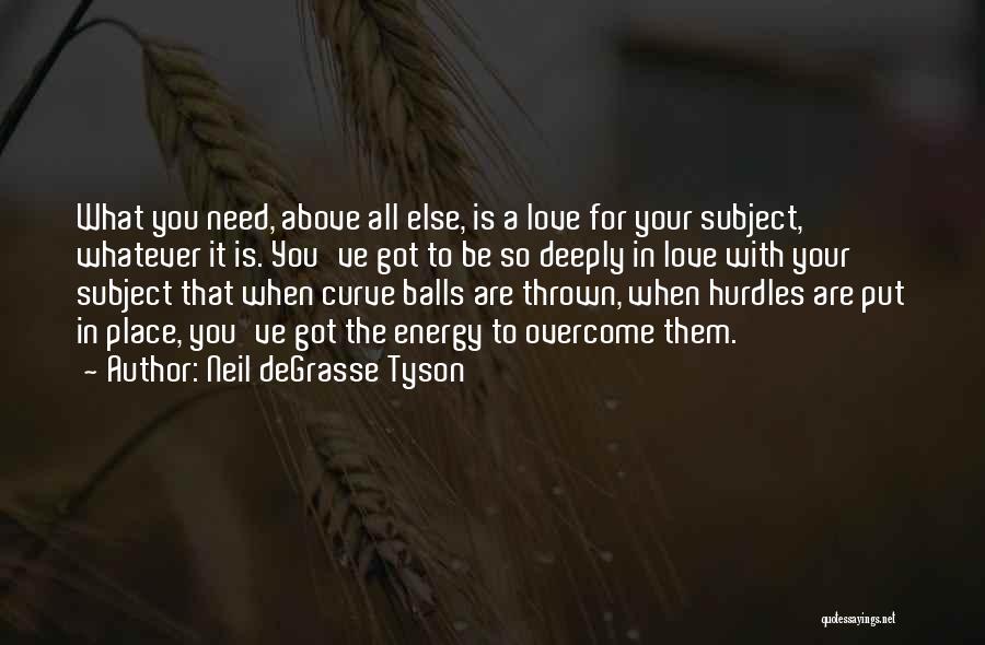 Neil DeGrasse Tyson Quotes: What You Need, Above All Else, Is A Love For Your Subject, Whatever It Is. You've Got To Be So