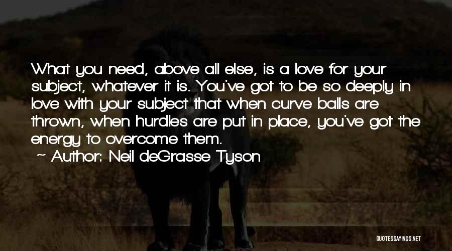 Neil DeGrasse Tyson Quotes: What You Need, Above All Else, Is A Love For Your Subject, Whatever It Is. You've Got To Be So