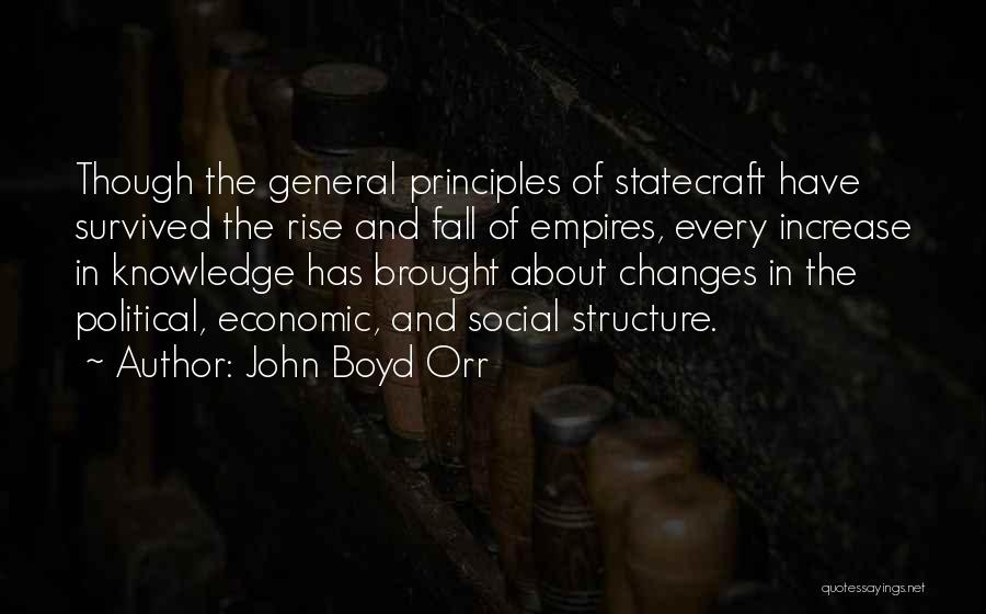 John Boyd Orr Quotes: Though The General Principles Of Statecraft Have Survived The Rise And Fall Of Empires, Every Increase In Knowledge Has Brought