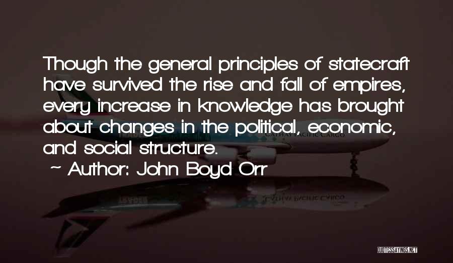 John Boyd Orr Quotes: Though The General Principles Of Statecraft Have Survived The Rise And Fall Of Empires, Every Increase In Knowledge Has Brought