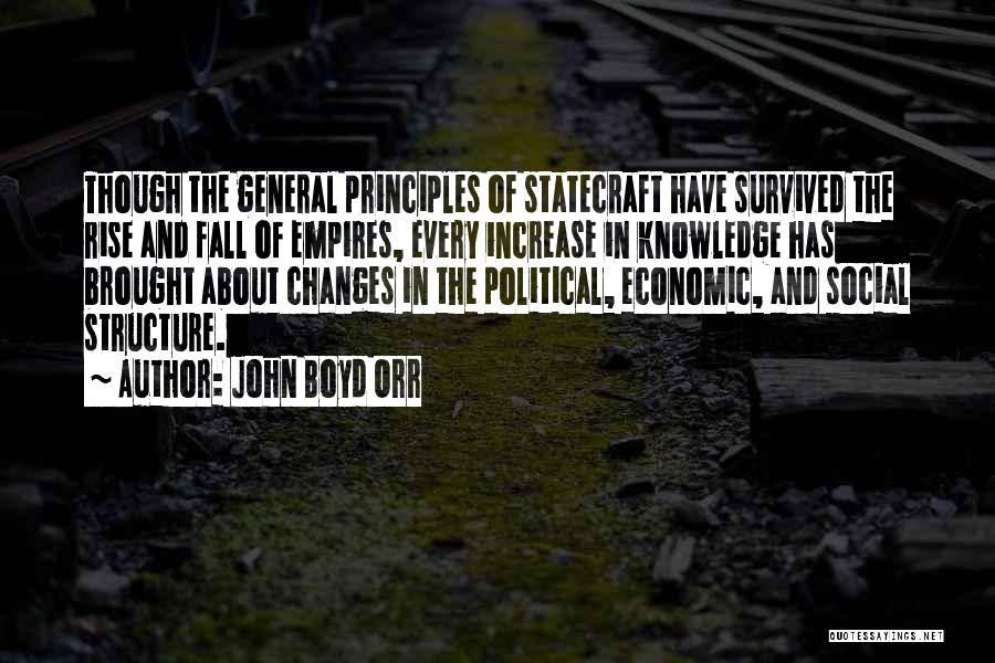 John Boyd Orr Quotes: Though The General Principles Of Statecraft Have Survived The Rise And Fall Of Empires, Every Increase In Knowledge Has Brought