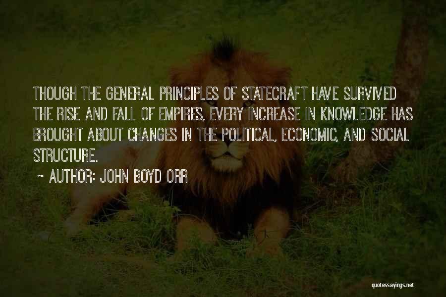 John Boyd Orr Quotes: Though The General Principles Of Statecraft Have Survived The Rise And Fall Of Empires, Every Increase In Knowledge Has Brought