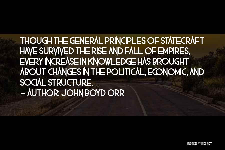 John Boyd Orr Quotes: Though The General Principles Of Statecraft Have Survived The Rise And Fall Of Empires, Every Increase In Knowledge Has Brought