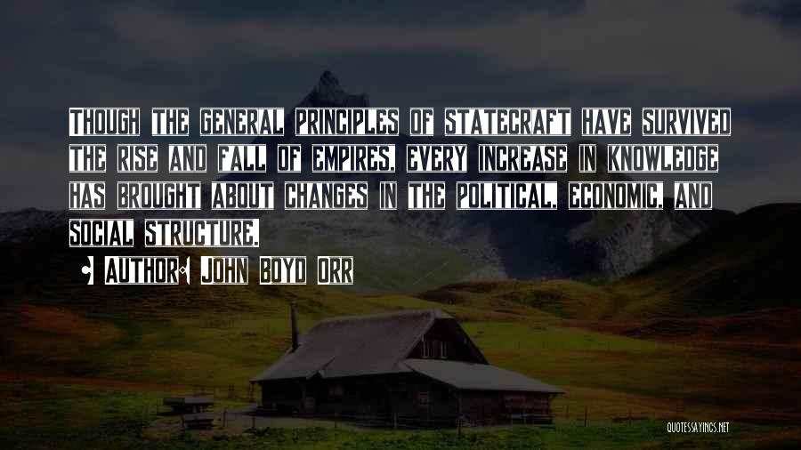 John Boyd Orr Quotes: Though The General Principles Of Statecraft Have Survived The Rise And Fall Of Empires, Every Increase In Knowledge Has Brought