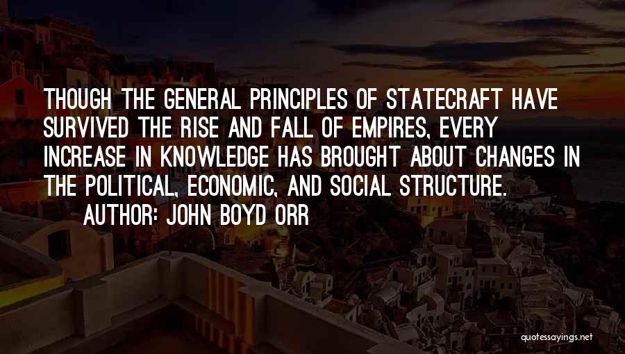 John Boyd Orr Quotes: Though The General Principles Of Statecraft Have Survived The Rise And Fall Of Empires, Every Increase In Knowledge Has Brought