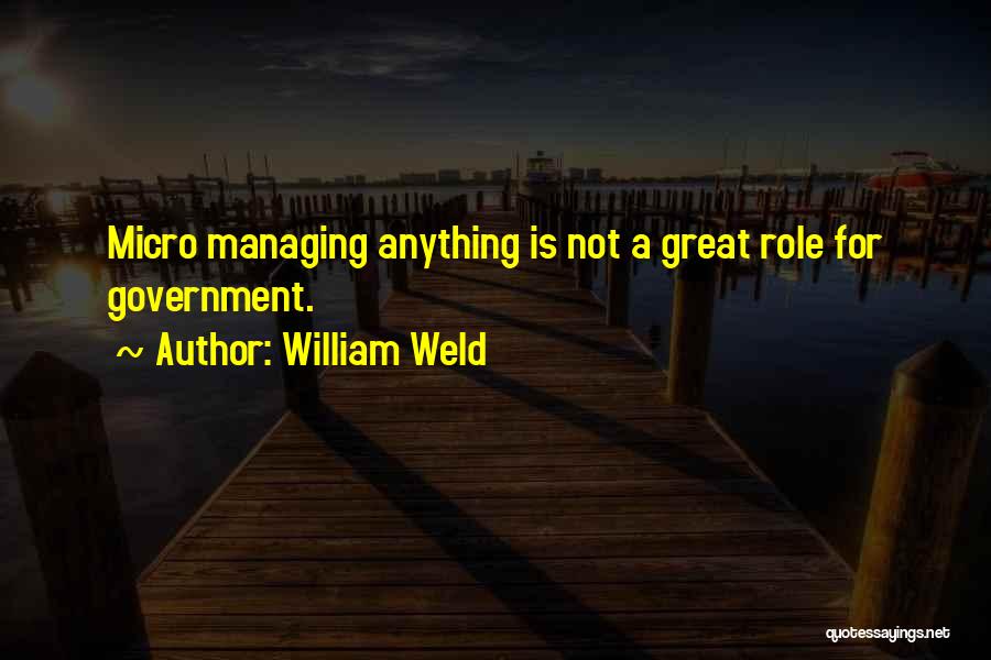 William Weld Quotes: Micro Managing Anything Is Not A Great Role For Government.