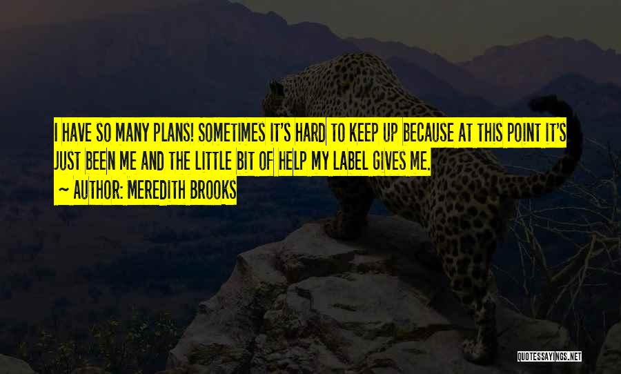 Meredith Brooks Quotes: I Have So Many Plans! Sometimes It's Hard To Keep Up Because At This Point It's Just Been Me And