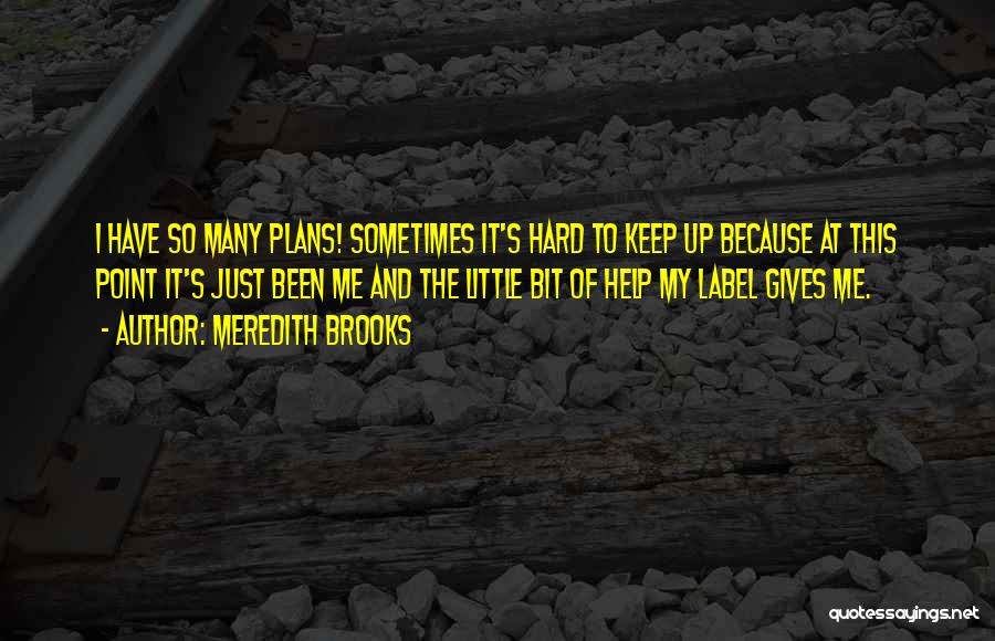 Meredith Brooks Quotes: I Have So Many Plans! Sometimes It's Hard To Keep Up Because At This Point It's Just Been Me And