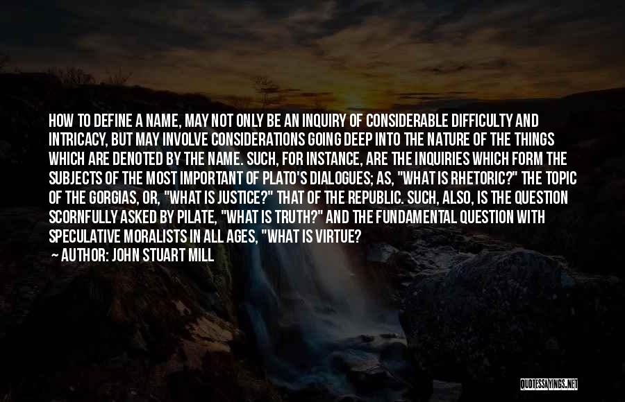 John Stuart Mill Quotes: How To Define A Name, May Not Only Be An Inquiry Of Considerable Difficulty And Intricacy, But May Involve Considerations