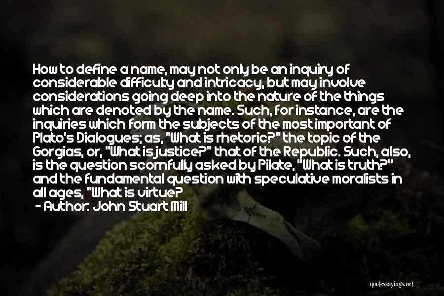 John Stuart Mill Quotes: How To Define A Name, May Not Only Be An Inquiry Of Considerable Difficulty And Intricacy, But May Involve Considerations