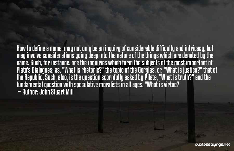 John Stuart Mill Quotes: How To Define A Name, May Not Only Be An Inquiry Of Considerable Difficulty And Intricacy, But May Involve Considerations