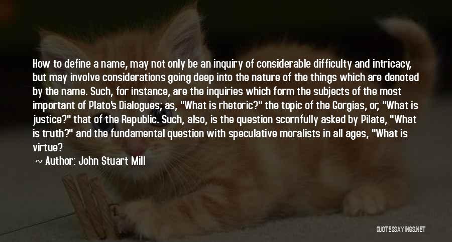 John Stuart Mill Quotes: How To Define A Name, May Not Only Be An Inquiry Of Considerable Difficulty And Intricacy, But May Involve Considerations