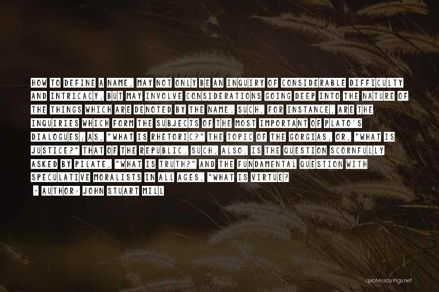 John Stuart Mill Quotes: How To Define A Name, May Not Only Be An Inquiry Of Considerable Difficulty And Intricacy, But May Involve Considerations