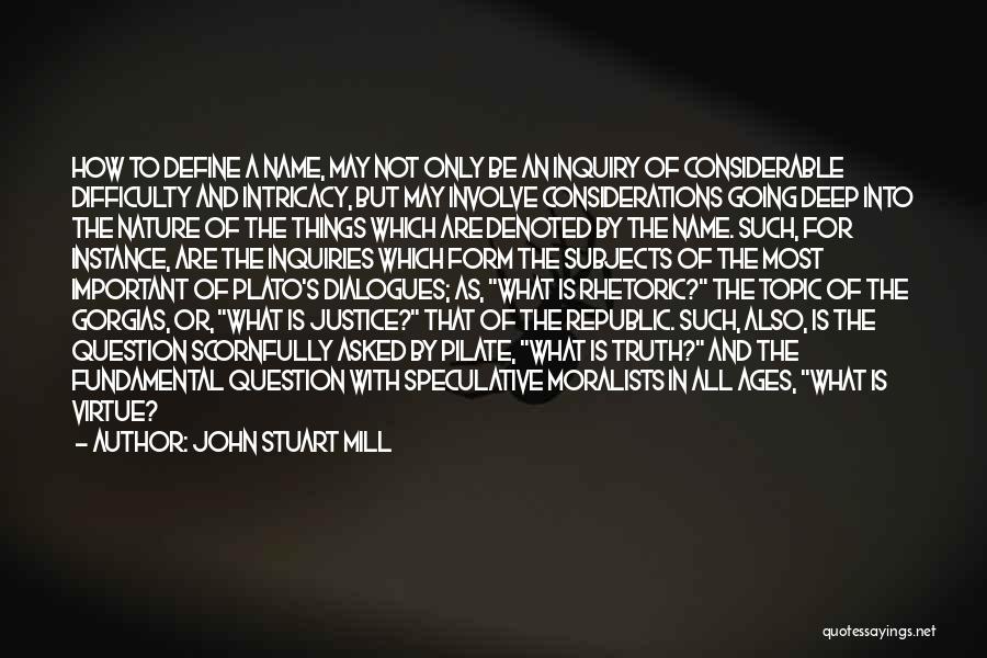 John Stuart Mill Quotes: How To Define A Name, May Not Only Be An Inquiry Of Considerable Difficulty And Intricacy, But May Involve Considerations