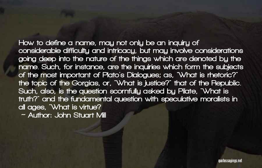 John Stuart Mill Quotes: How To Define A Name, May Not Only Be An Inquiry Of Considerable Difficulty And Intricacy, But May Involve Considerations