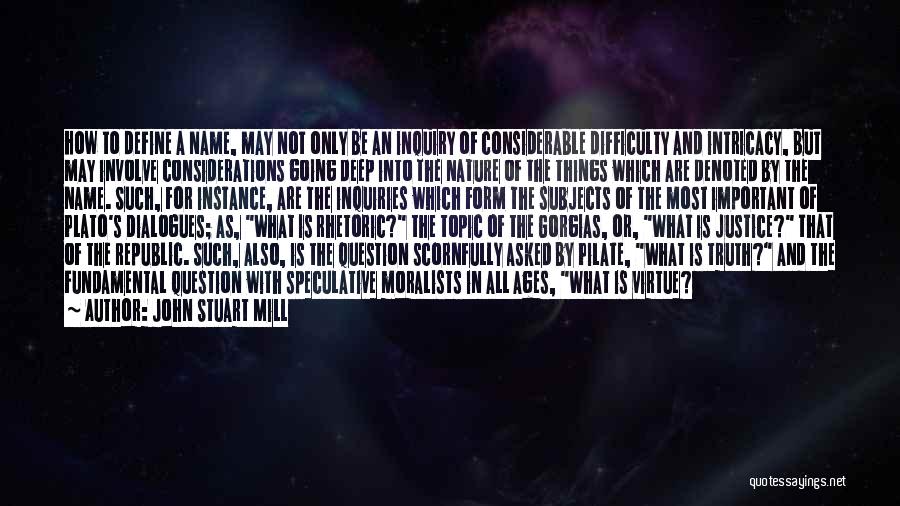 John Stuart Mill Quotes: How To Define A Name, May Not Only Be An Inquiry Of Considerable Difficulty And Intricacy, But May Involve Considerations