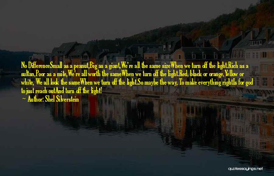 Shel Silverstein Quotes: No Differencesmall As A Peanut,big As A Giant,we're All The Same Sizewhen We Turn Off The Light.rich As A Sultan,poor
