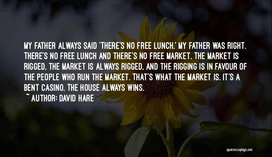 David Hare Quotes: My Father Always Said 'there's No Free Lunch.' My Father Was Right. There's No Free Lunch And There's No Free