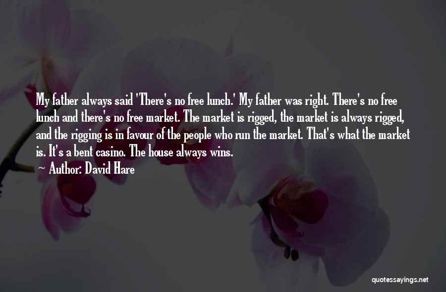 David Hare Quotes: My Father Always Said 'there's No Free Lunch.' My Father Was Right. There's No Free Lunch And There's No Free