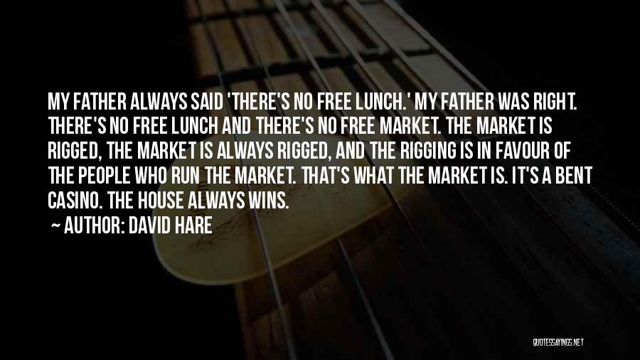 David Hare Quotes: My Father Always Said 'there's No Free Lunch.' My Father Was Right. There's No Free Lunch And There's No Free