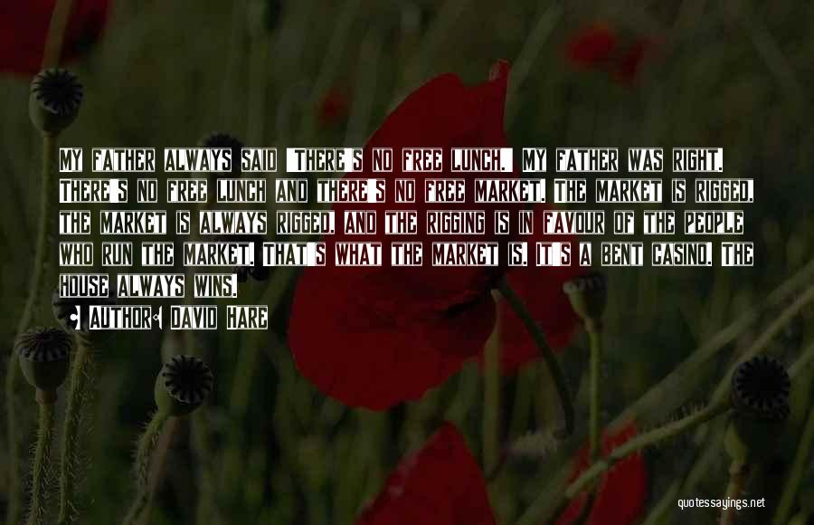 David Hare Quotes: My Father Always Said 'there's No Free Lunch.' My Father Was Right. There's No Free Lunch And There's No Free