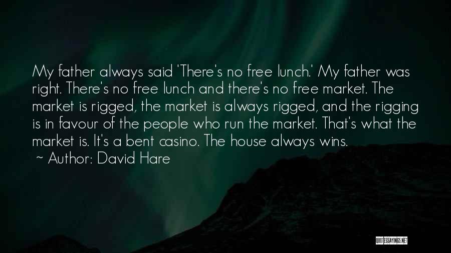 David Hare Quotes: My Father Always Said 'there's No Free Lunch.' My Father Was Right. There's No Free Lunch And There's No Free