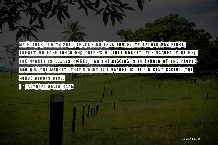 David Hare Quotes: My Father Always Said 'there's No Free Lunch.' My Father Was Right. There's No Free Lunch And There's No Free