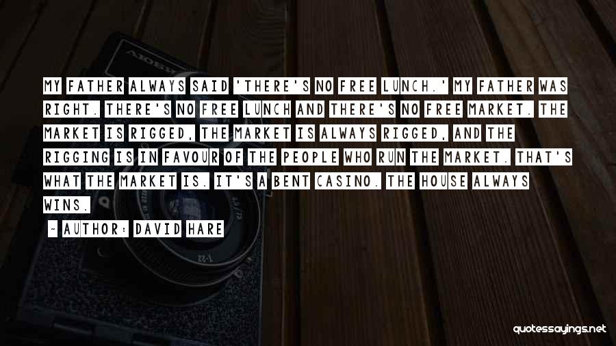 David Hare Quotes: My Father Always Said 'there's No Free Lunch.' My Father Was Right. There's No Free Lunch And There's No Free