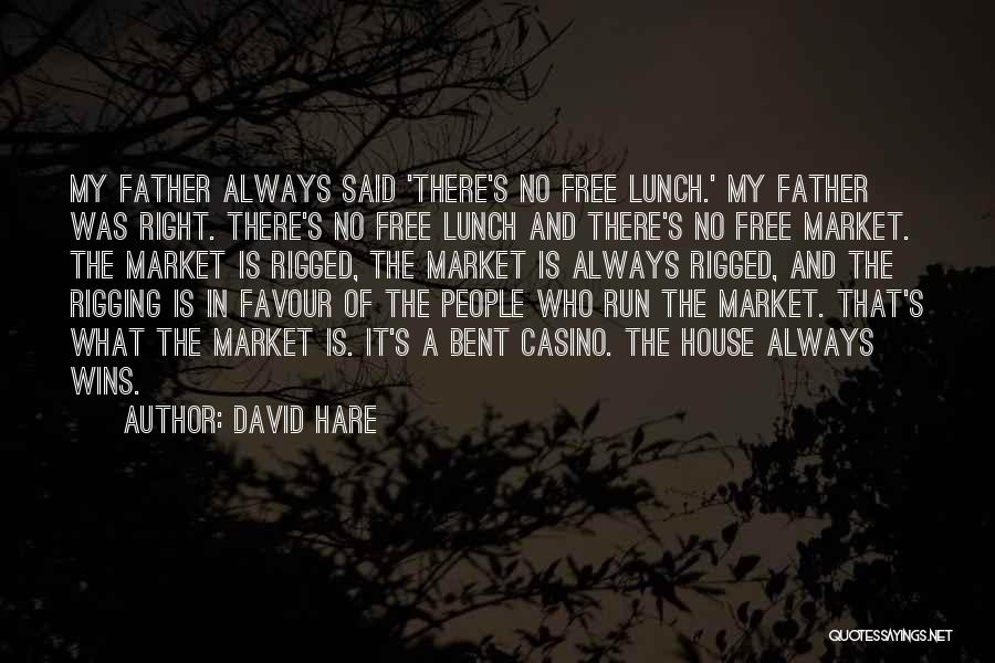 David Hare Quotes: My Father Always Said 'there's No Free Lunch.' My Father Was Right. There's No Free Lunch And There's No Free