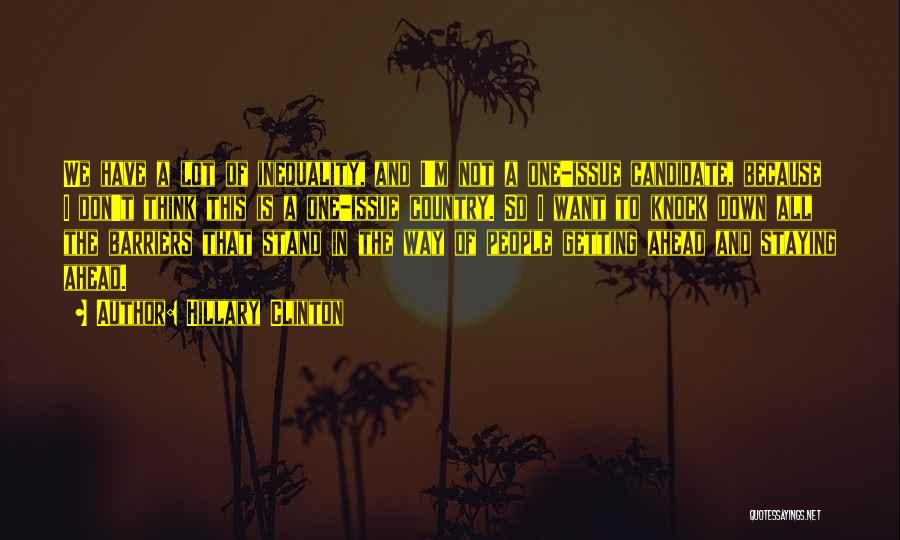 Hillary Clinton Quotes: We Have A Lot Of Inequality, And I'm Not A One-issue Candidate, Because I Don't Think This Is A One-issue