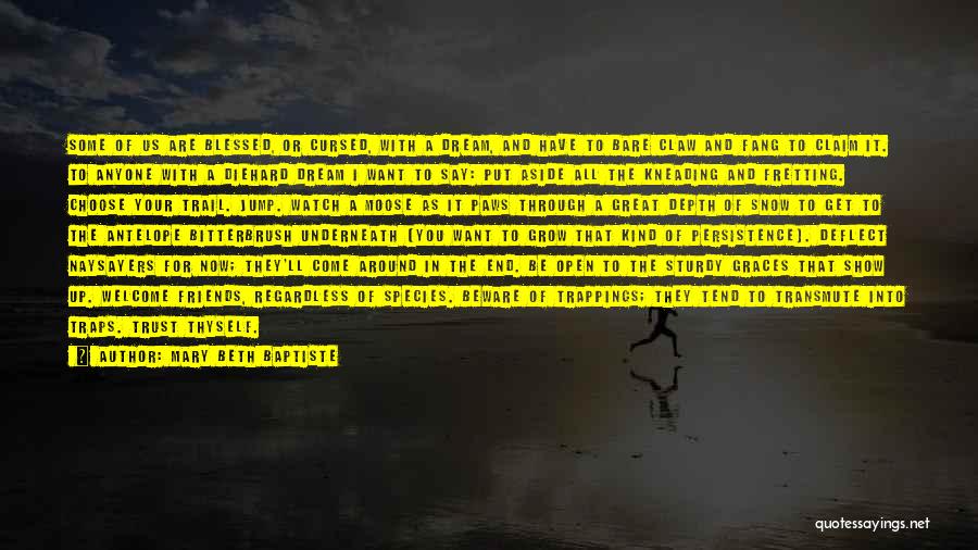 Mary Beth Baptiste Quotes: Some Of Us Are Blessed, Or Cursed, With A Dream, And Have To Bare Claw And Fang To Claim It.