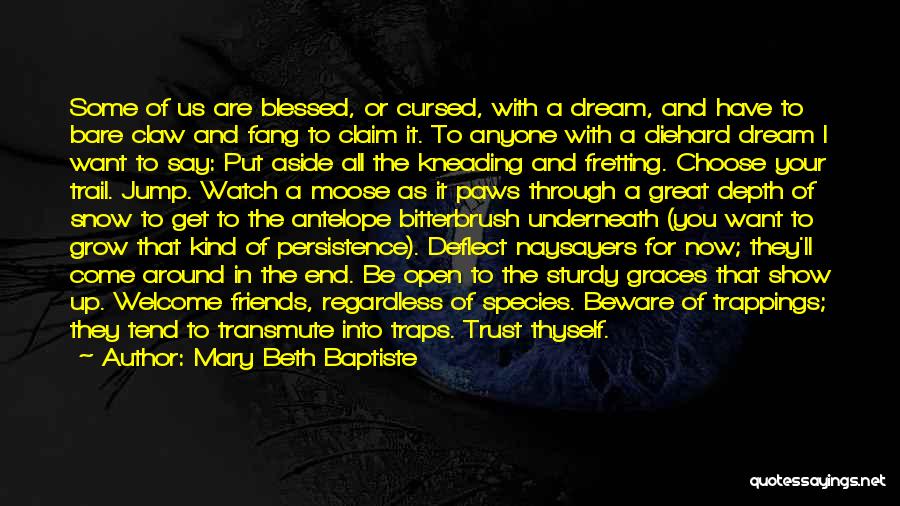 Mary Beth Baptiste Quotes: Some Of Us Are Blessed, Or Cursed, With A Dream, And Have To Bare Claw And Fang To Claim It.